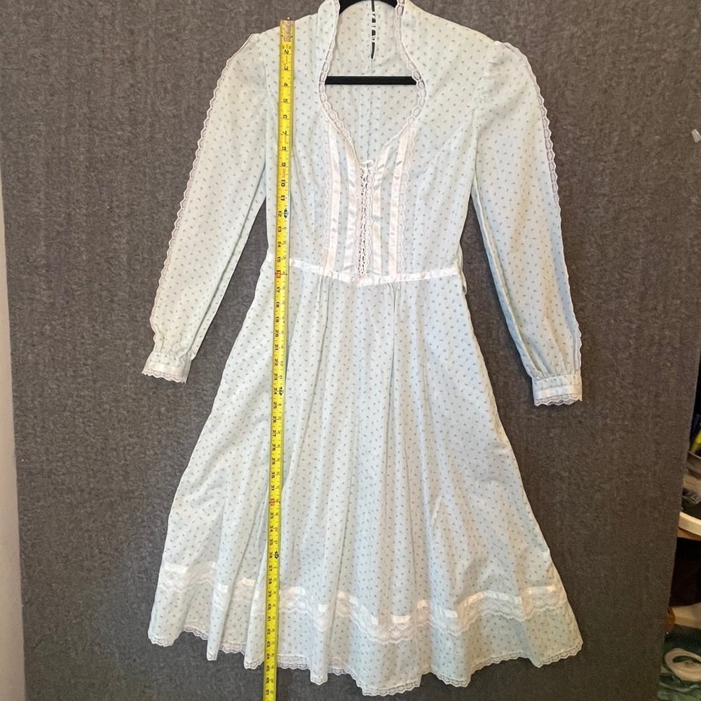 VTG Prairie Dress Small Lace up Corset Floral Midi 70s Gunne Sax Style Handmade - Picture 14 of 16